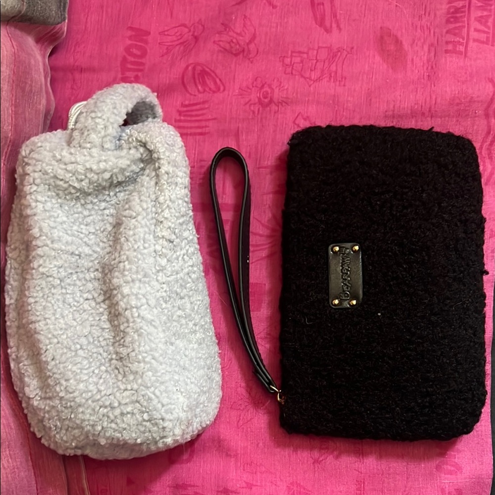 Black and Light Blue Sherpa Bags